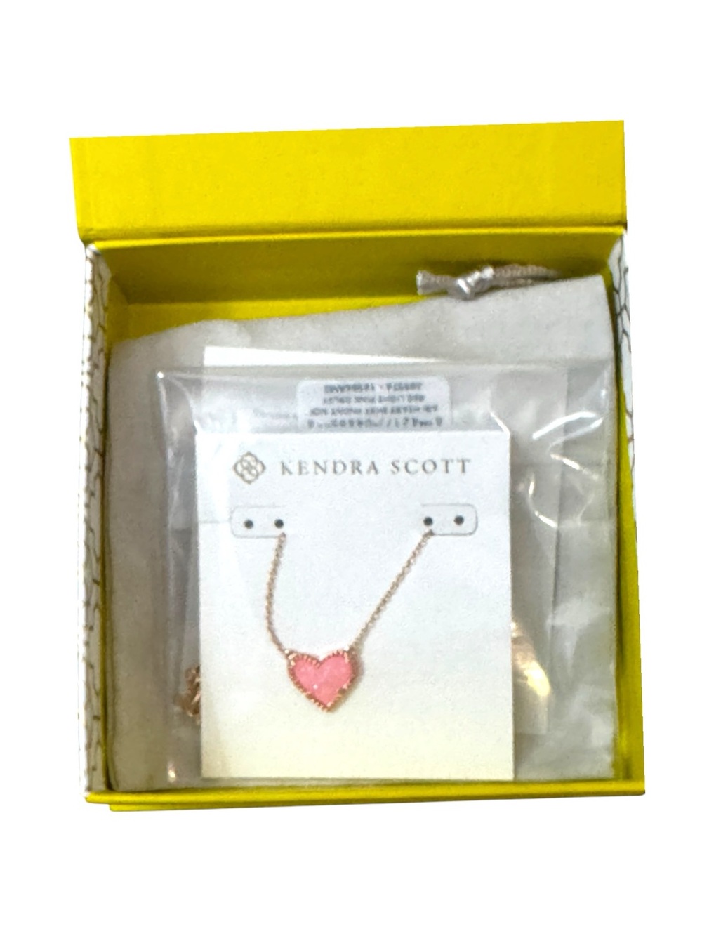 Kendra Scott Ari Heart Necklace Iridescent Pink Rose Gold - Picture 4 of 12